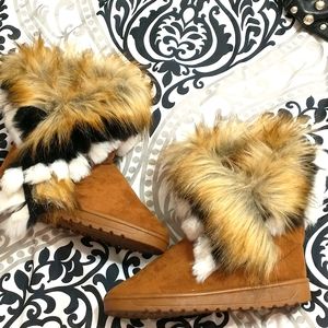 Ladies rabbit fur faux fur inside suede boots SZ 39 (8)